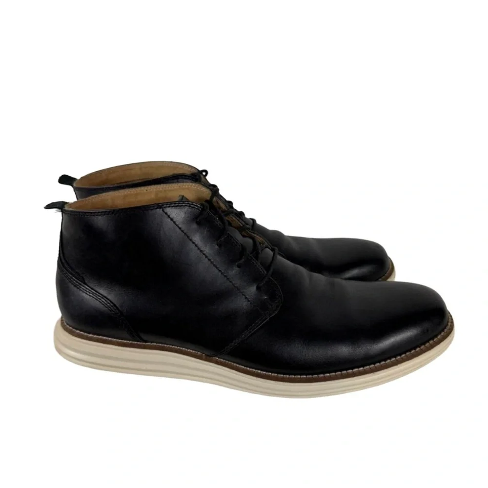 Cole Haan Men’s Grand Ankle Black Leather Chukka Boots High Top Sneakers 10.5
